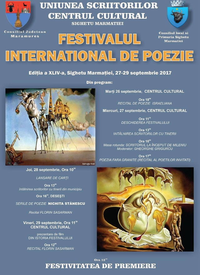 Centrul Cultural Sighetu Marmaţiei organizează ediția XLIV Festivalul Internaţional de Poezie